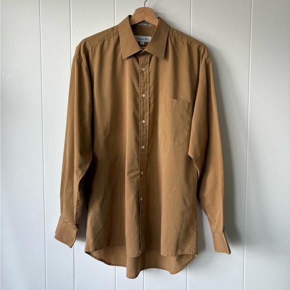 Christian Dior Vintage Men's Tan Button Down Shirt - Picture 1 of 8
